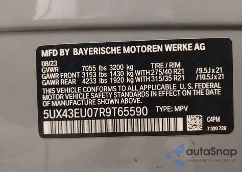 2024 BMW X5 Phev xDrive50E z USA, uszkodzony, nr VIN 5UX43EU07R9T65590